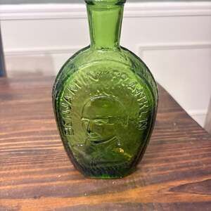 Wheaton Millville Benjamin Franklin Green Glass Bottle